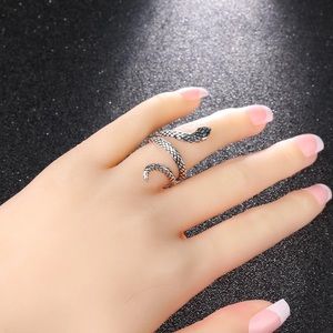 Snake Adjustable Wrap Gothic Antique Silver Adjustable Ring